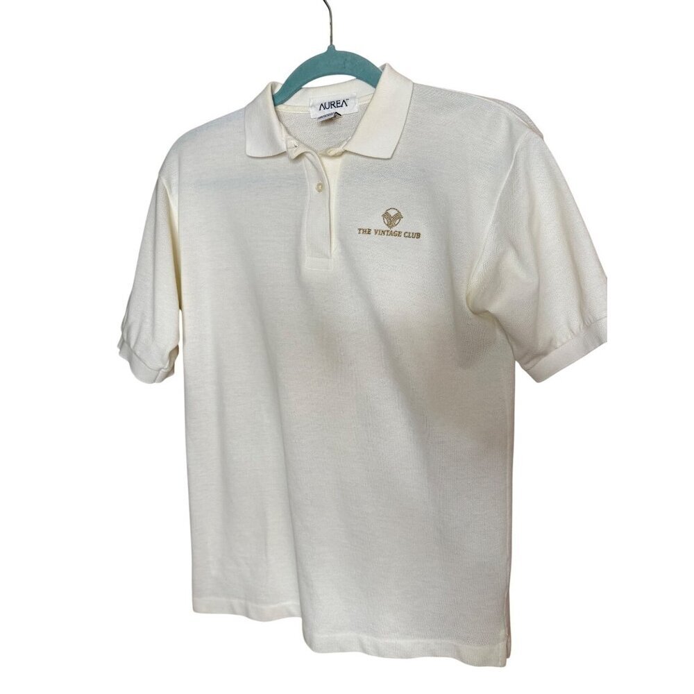 Aurea x The Vintage Club Womens Size Small Cream Logo Polo Shirt